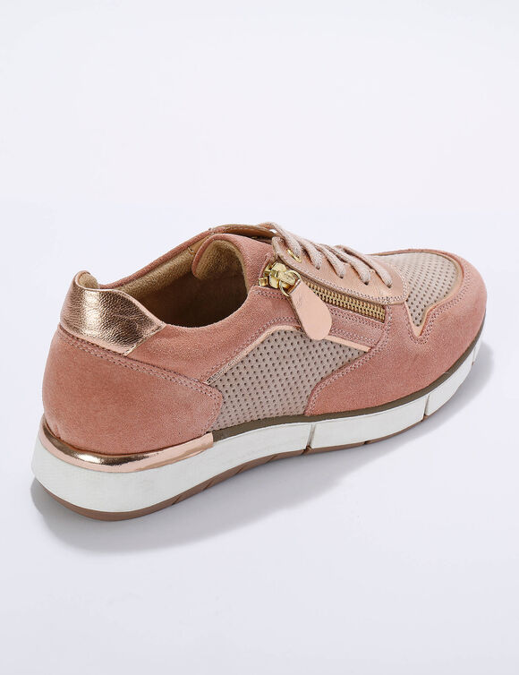 Baskets zippées et à lacets en cuir (blush) Baskets zippées et à lacets en cuir (blush)